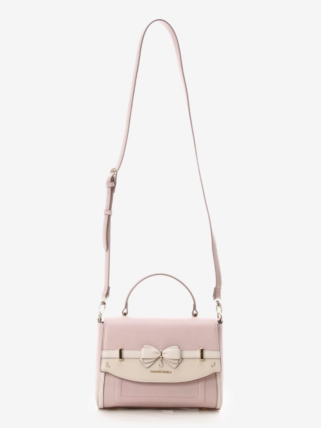 バイカラーアクセントリボンショルダーバッグ【ピンク】(ピンク