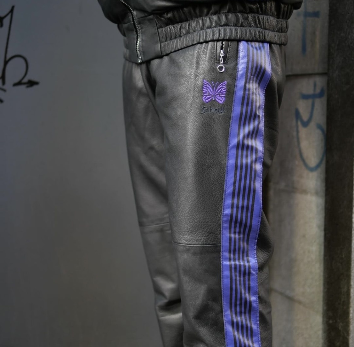 Schott×NEEDLES/ショット×ニードルス/LEATHER TRACK PANTS/レザー