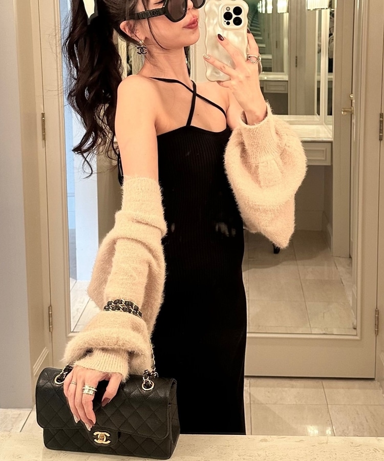 feather bolero×ribbon onepiece set(M GREIGE): ワンピース｜PMbox