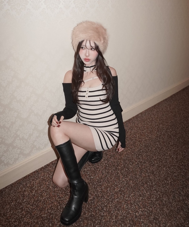 laceup bolero×onepiece set(M CHARCOAL GRAY): ワンピース｜PMbox P&M