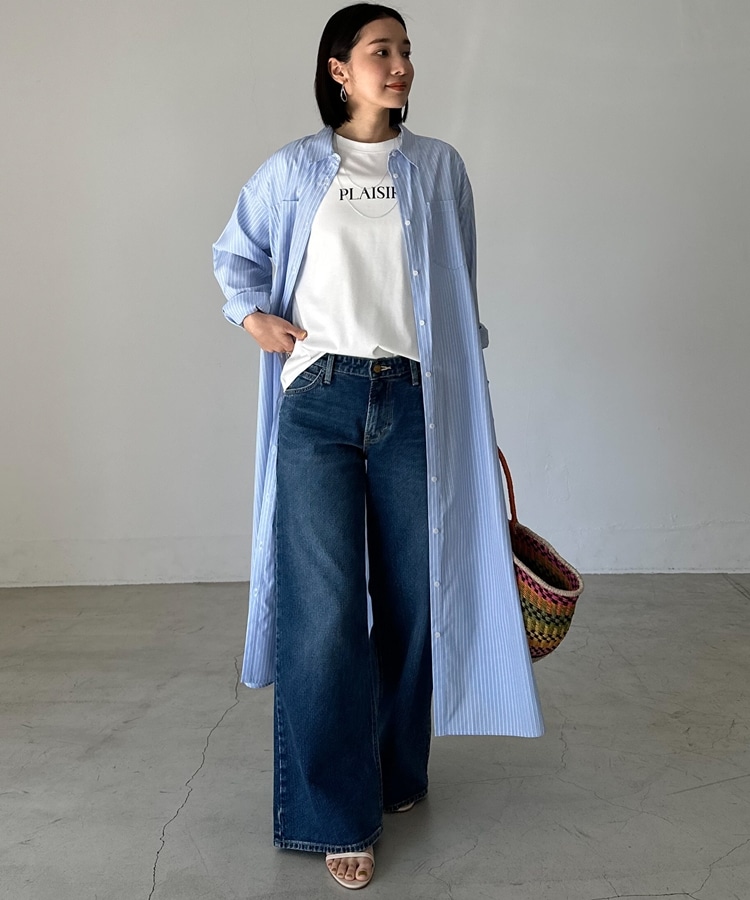 ストライプシャツワンピース(38 SAX): ワンピース｜PMbox P&M OFFICIAL