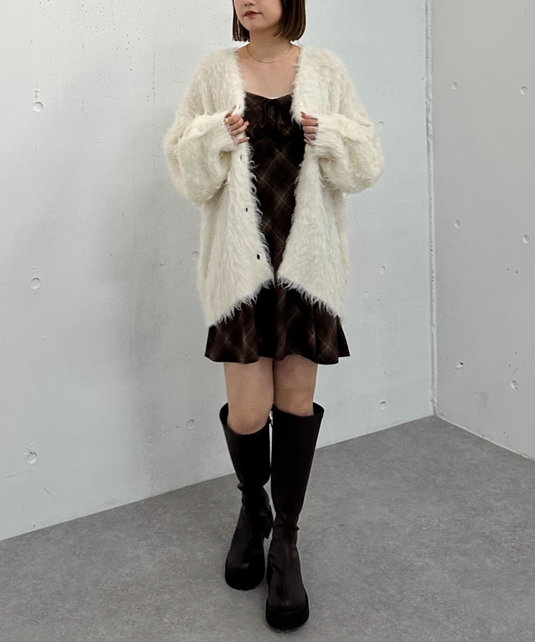 バイアスチェックアソートミニキャミワンピース(M BLACK): ワンピース