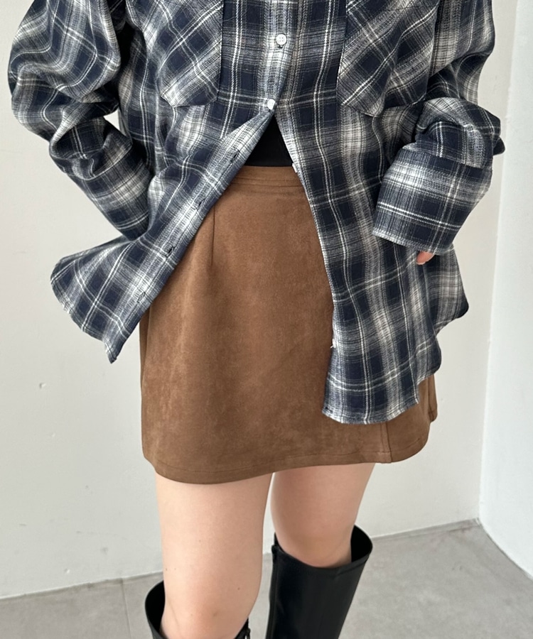 SET UP対応】スウェード台形ミニスカート(M BROWN): スカート｜PMbox