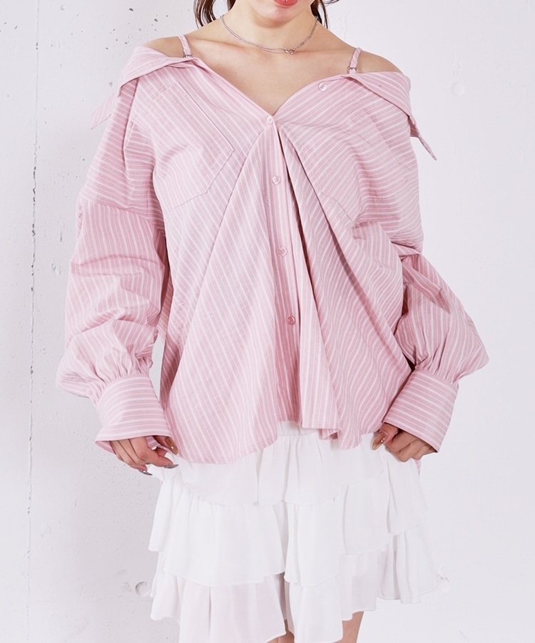 2wayストライプシャツ(M BLUE): トップス｜PMbox P&M OFFICIAL