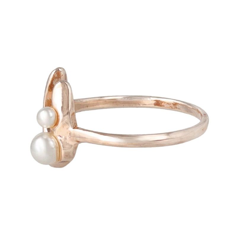 リング ニッケルフリー ロゼシルバー ダブル パール 馬蹄 ホースシュー