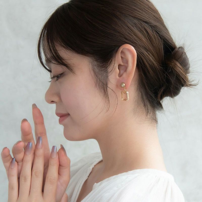 ピアス ニッケルフリー メタル サークル スクエア カラー ストーン