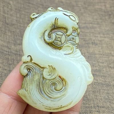 古玩玉器明清把件白玉老玉老物件高古玉做旧古董挂件吊坠人物怀旧- 清秀