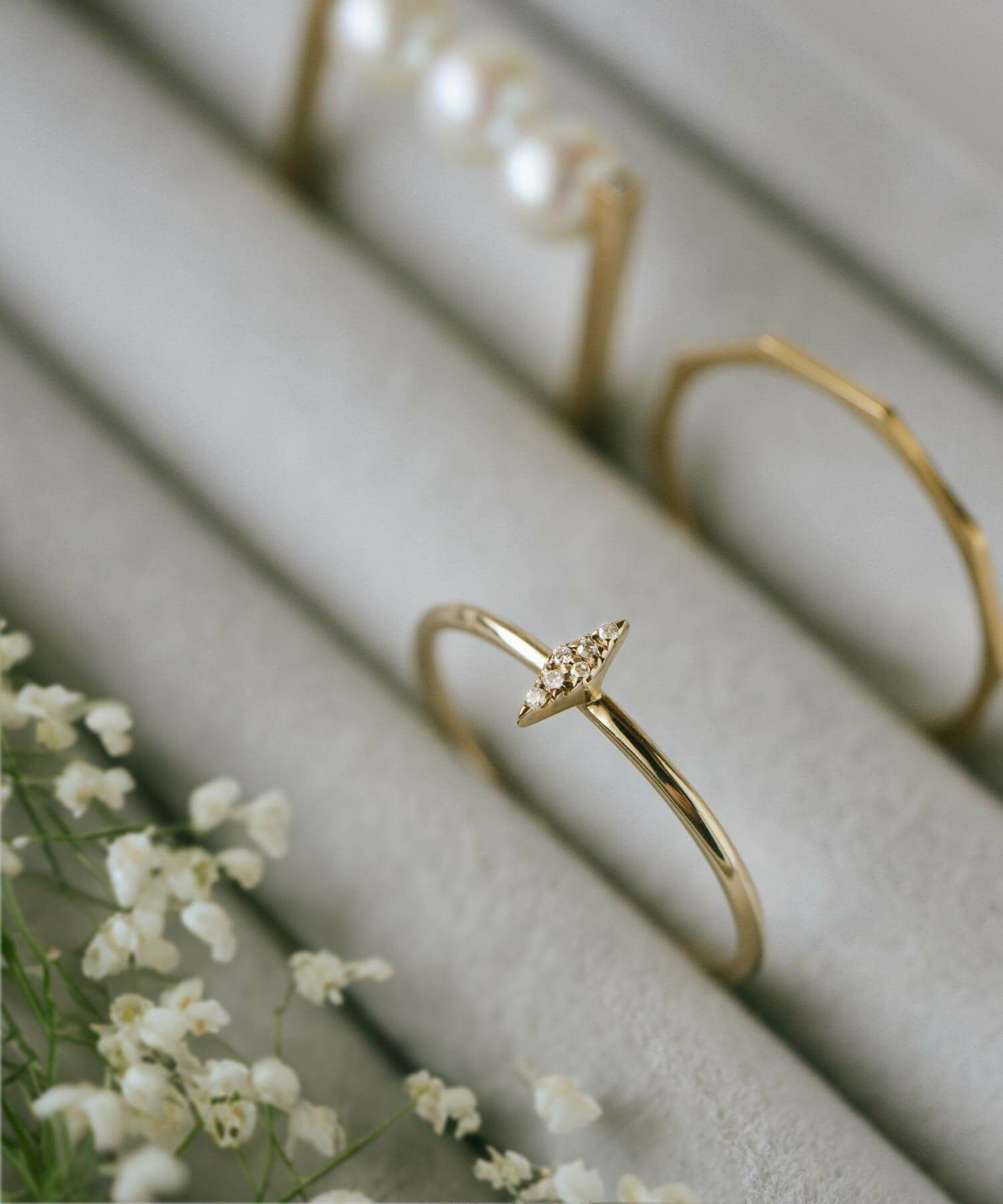 パヴェ 重ね付け ダイヤ リング ゴールド 10k 【fostella フォステラ