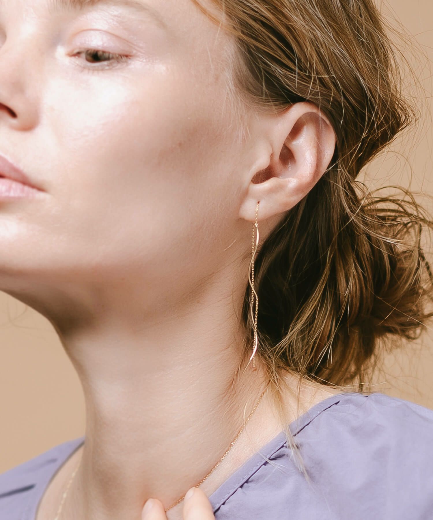 K18 Wavy Long Earrings ORNE WAVE -オルヌウェーブ- | Ops.(オプス