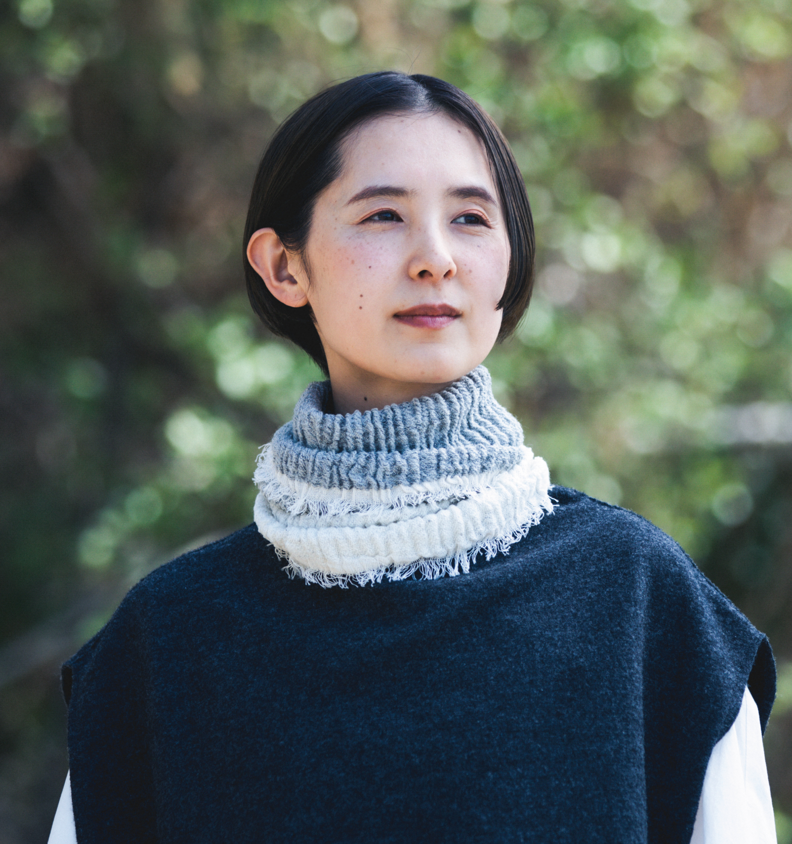 ウール ネックウォーマー 杢グレー×エクリュ | 【公式】工房織座