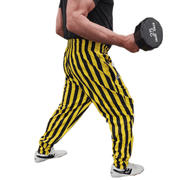 Yellow Stripe Baggy Bodybuilding Weightlifting Workout Gym Pants