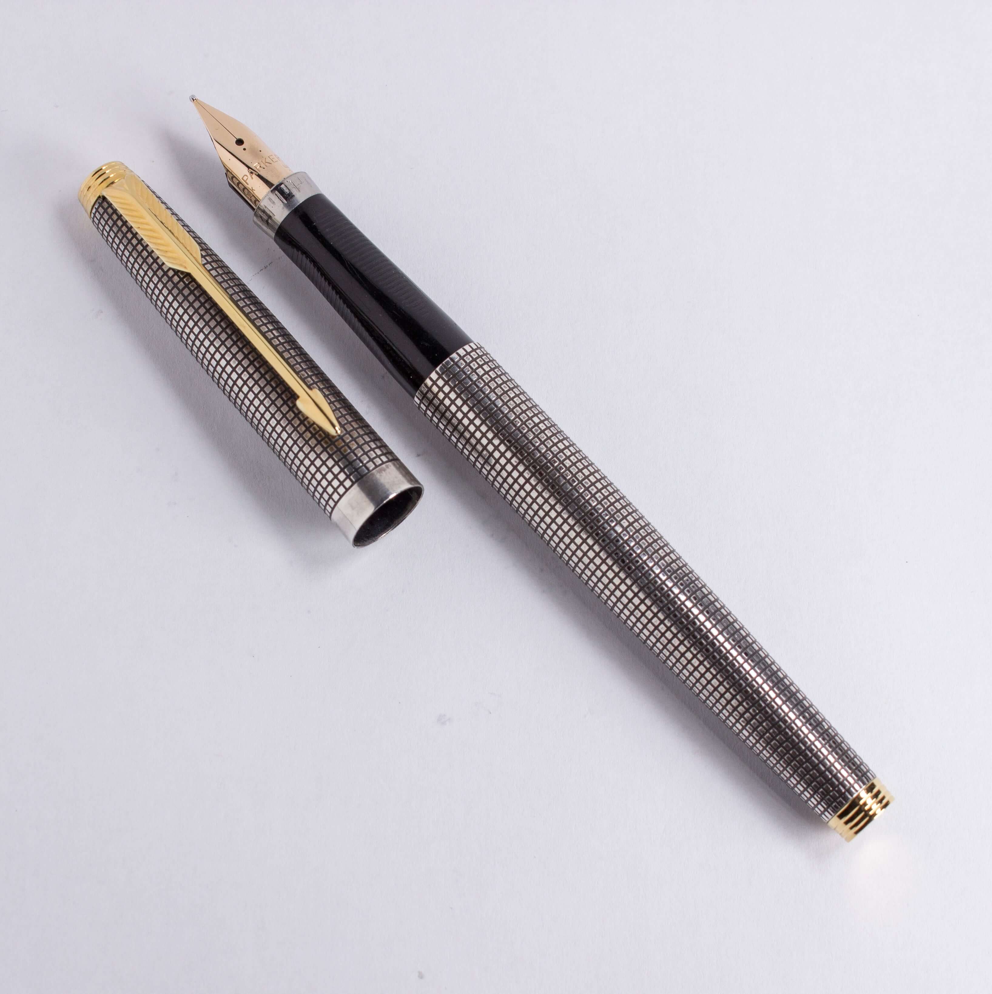 Restored Parker 75, Sterling Silver Ciselé, Medium 14K nib .66