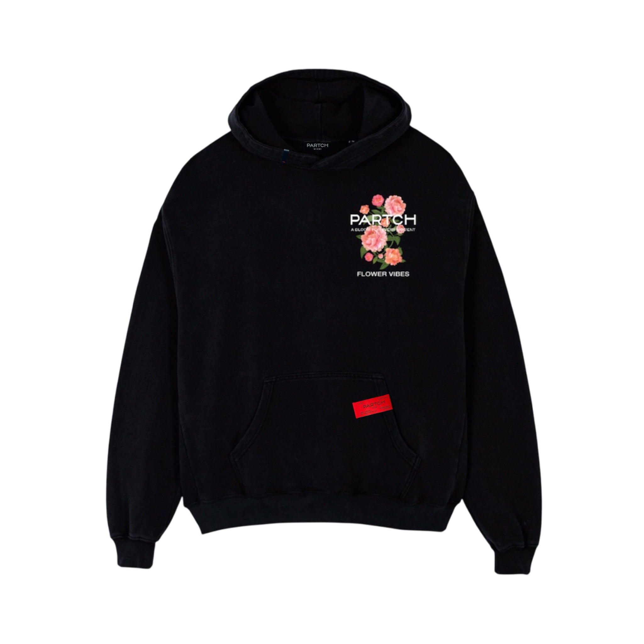 Partch Flower Hoodie Black Oversized Cotton for Men – PARTCH
