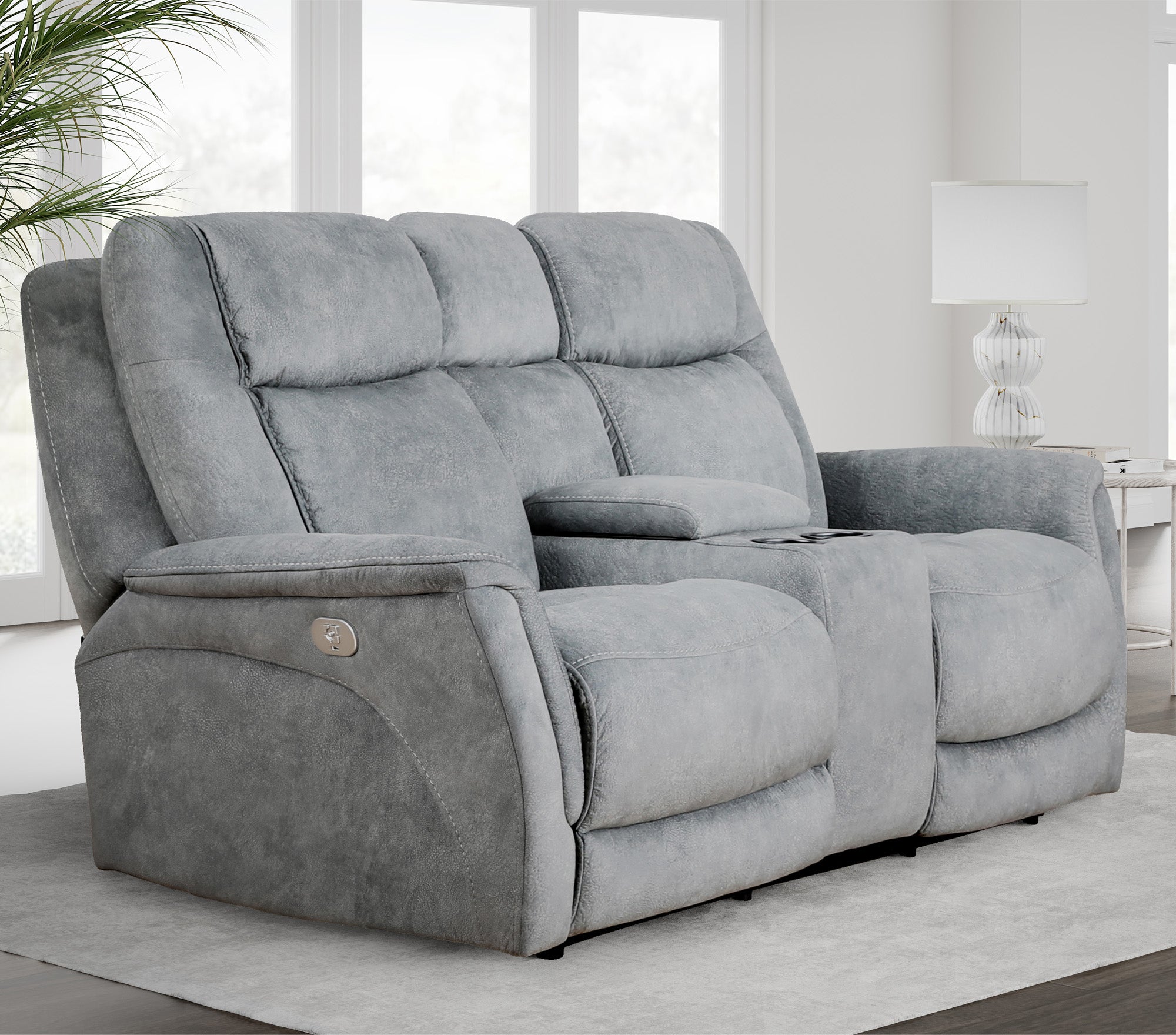 LINUS - HUDSON GREY Power Zero Gravity Console Loveseat - Parker