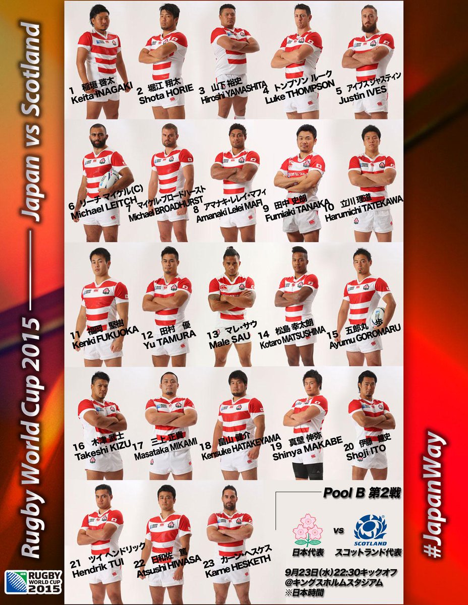 日本代表】 9月23日（水）にキングスホルムスタジアムで行われる