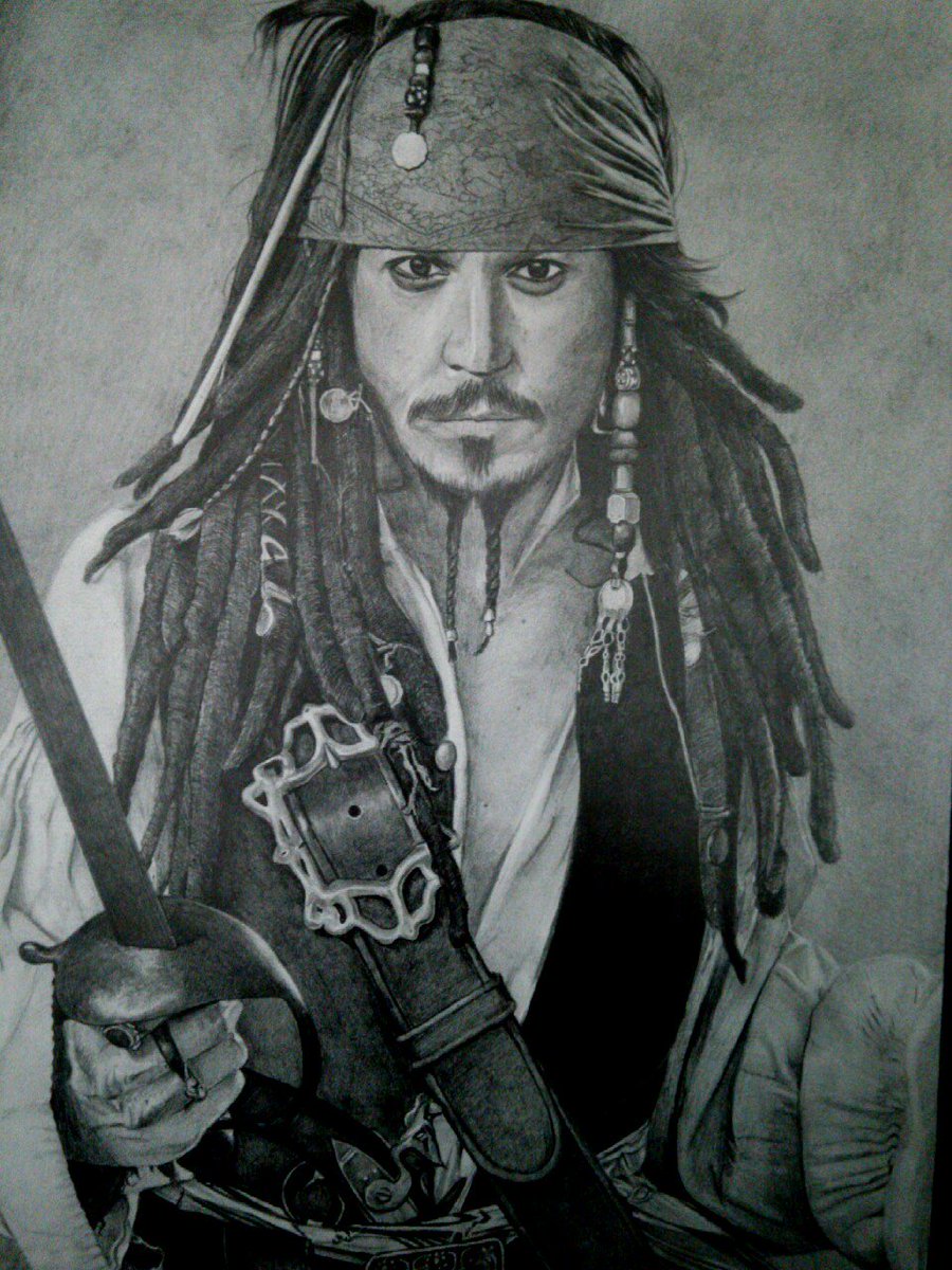 鉛筆画 ⑦ ジャック・スパロウを描いてみました。 #鉛筆画 #模写 #人物