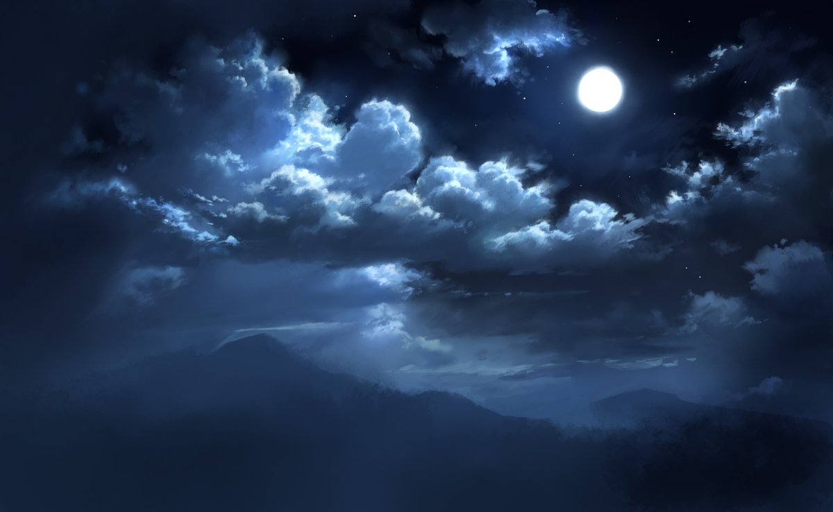 今回は油絵風の夜空・雲を描いていきます！ 作業中の動画はYouTubeにて