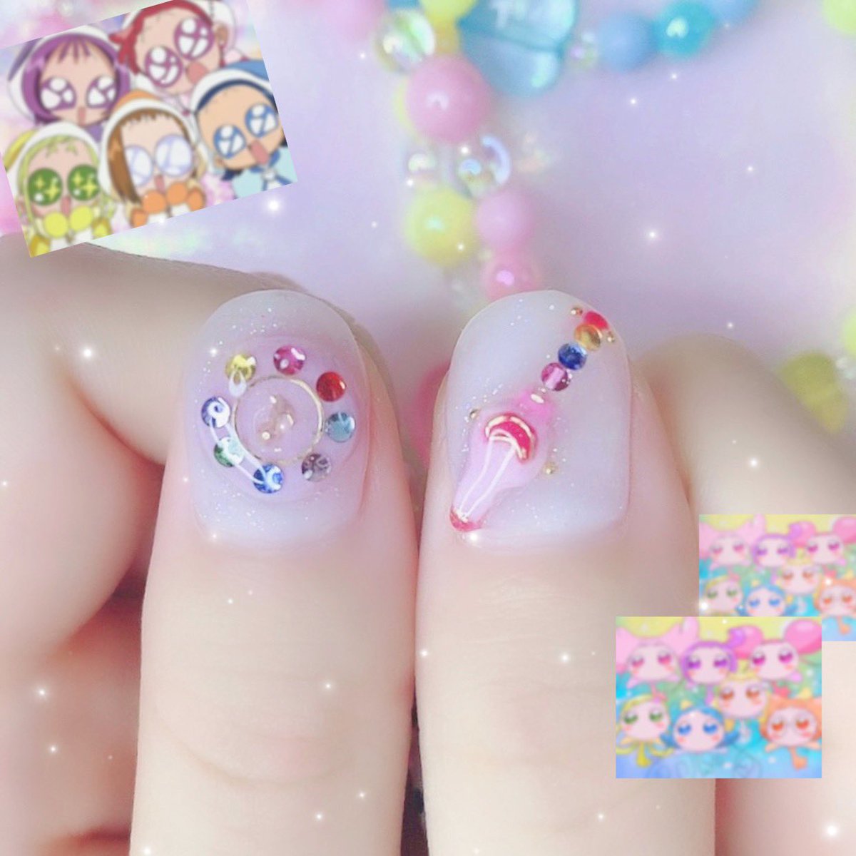 🆕 おジャ魔女どれみネイル 💅✨ メンバーカラーにポロンとタップ
