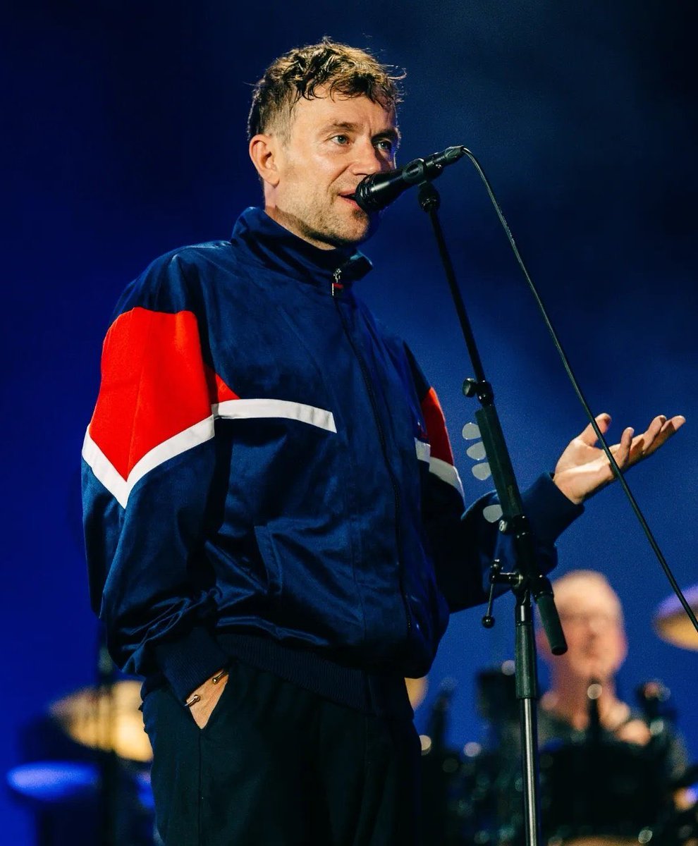 Damon Albarn last night wearing the original Fila tracksuit jacket