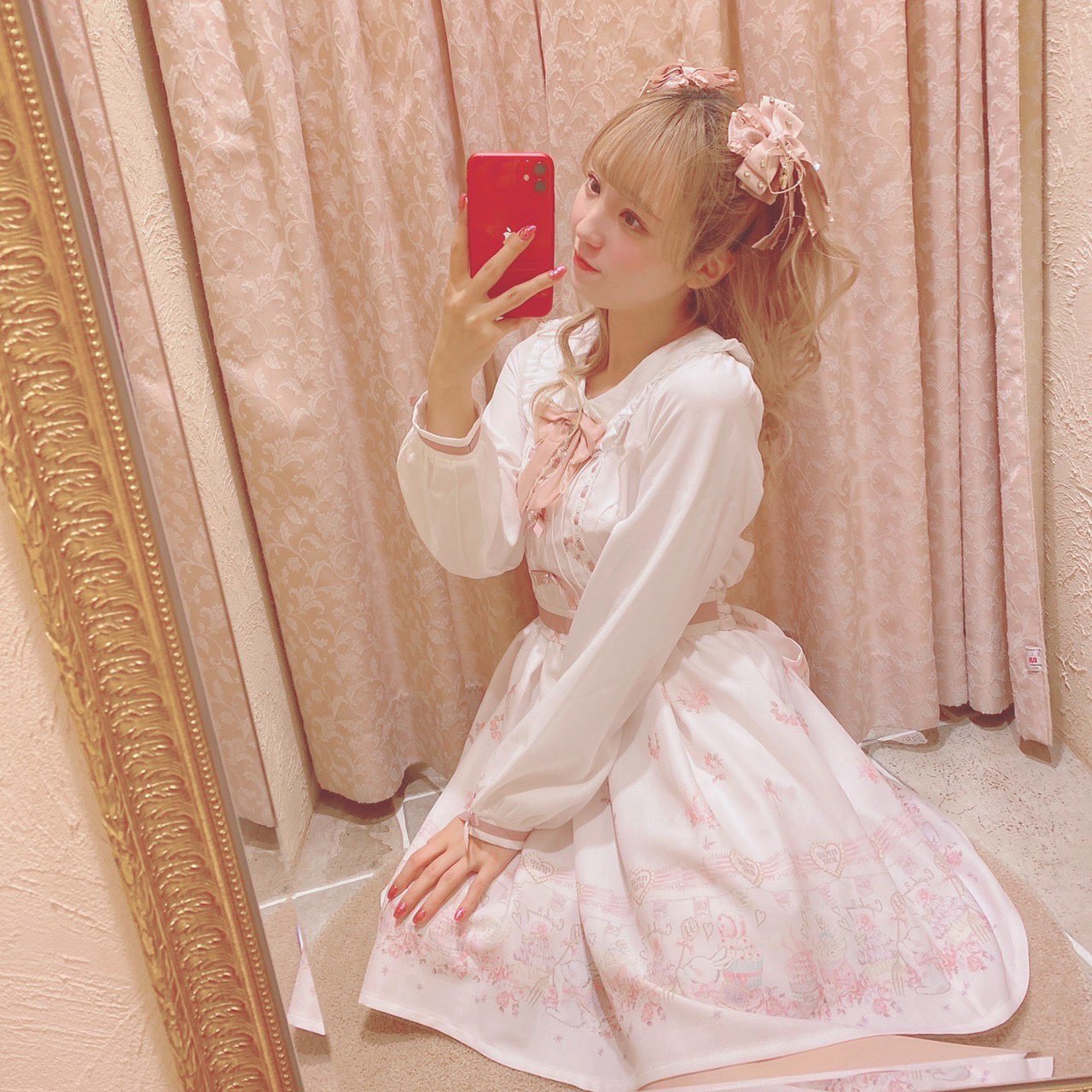 00s 希少 LIZLISA 起毛パワネ総レースオフショルローズワンピ 姫ロリ