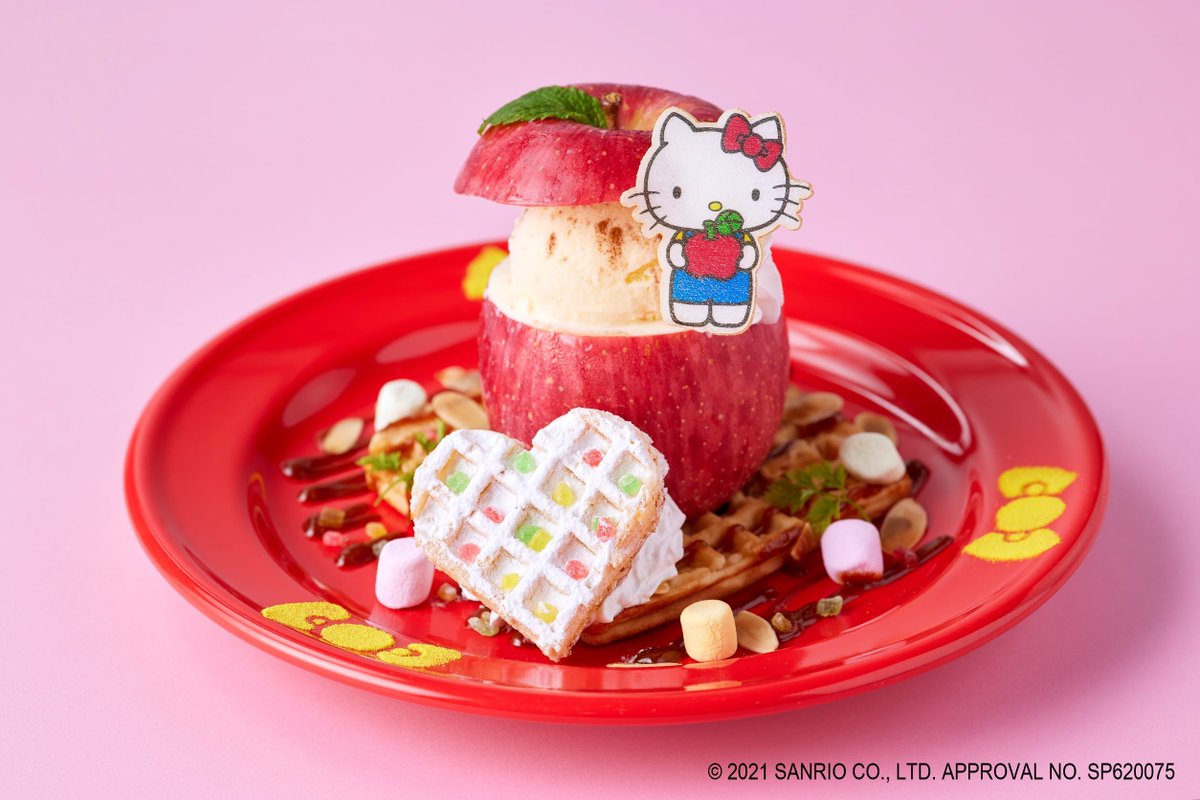 サンリオ展 には好物の「ママが作ったアップルパイ」を食べるハロー