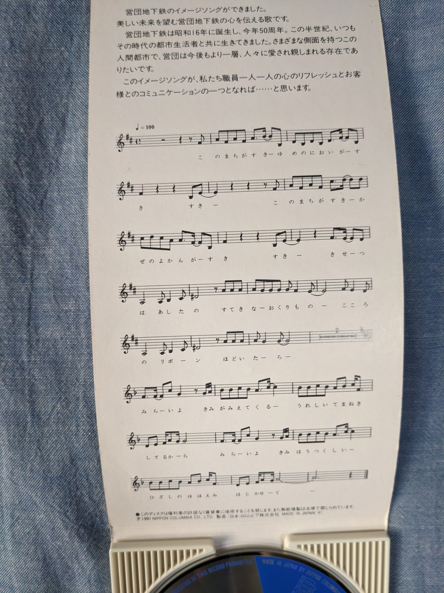 井上大輔さんの8cmCD「未来よ君は美しい」です 営団地下鉄イメージ