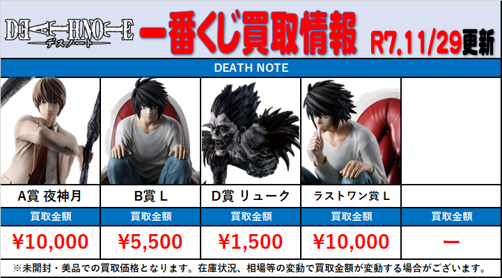 買取情報】 デスノート一番くじ □A賞 夜神月 お買取りさせて頂きまし
