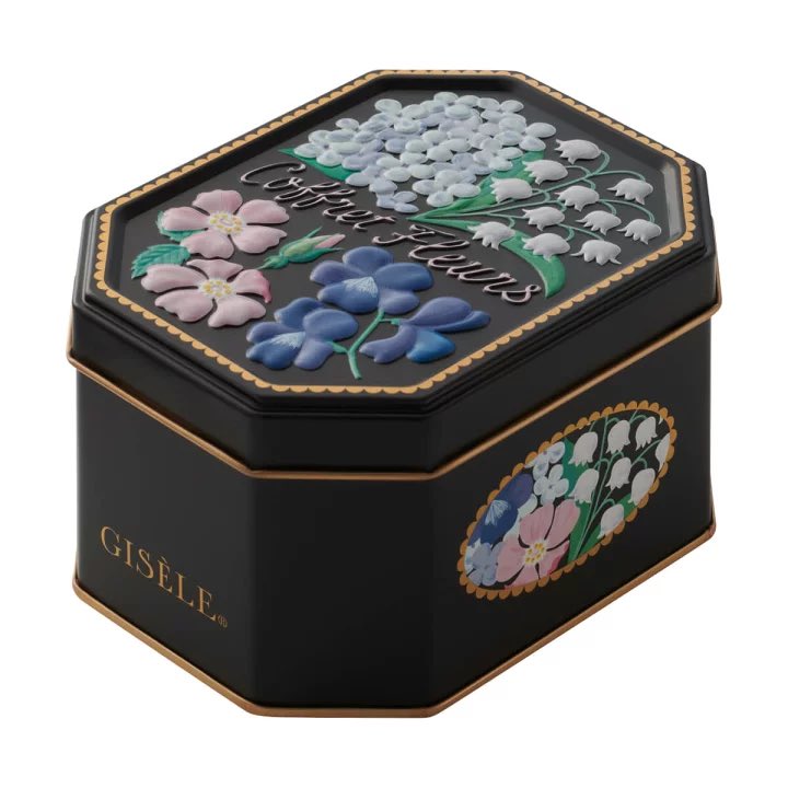 モロゾフの新シリーズ「ジゼル」 花束がモチーフの黒缶が可愛い💐 今年