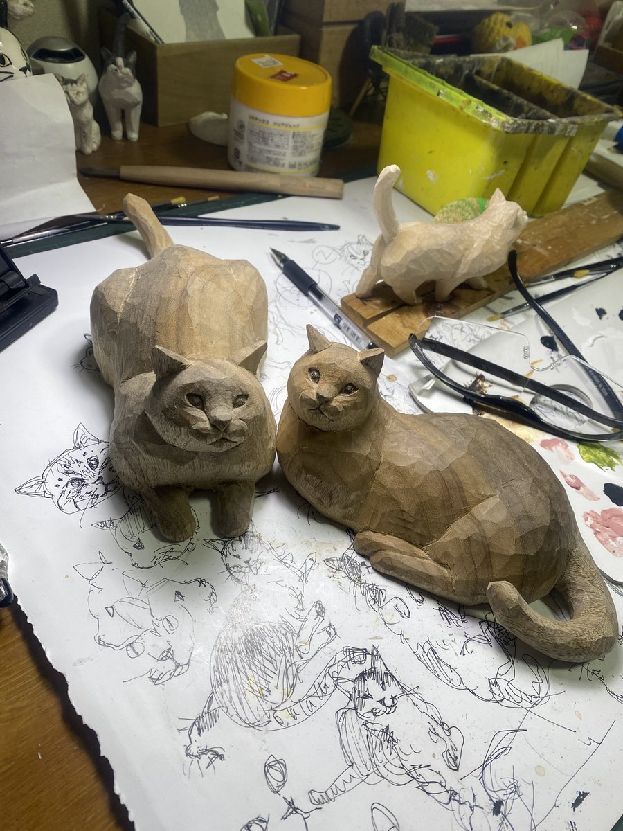 ちょん バンナイリョウジ 木彫り猫 タシク板 2026年最新】バンナイ