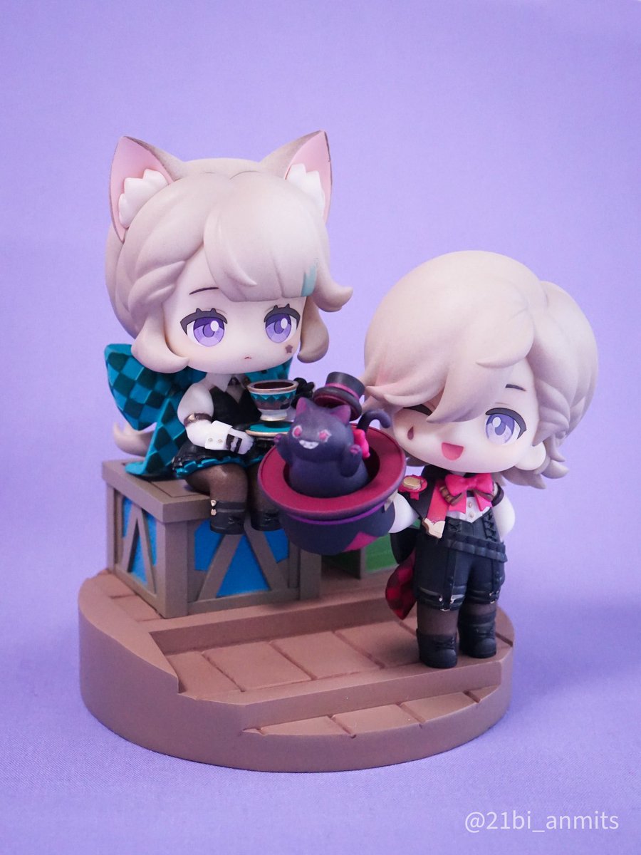 原神のリネ＆リネットのデフォルメフィギュア完成しました！ 台座付き