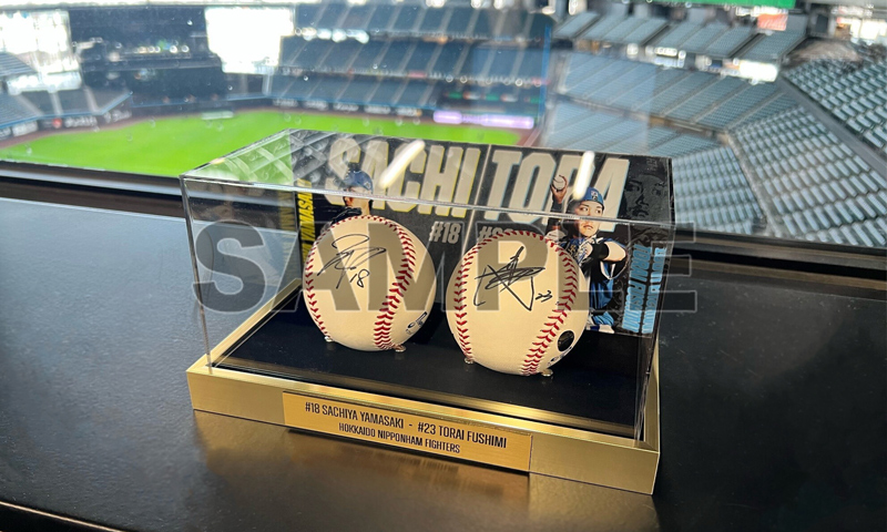 日本ハム 伏見寅威選手 直筆サイン入りエスコン実使用試合球 アクリル