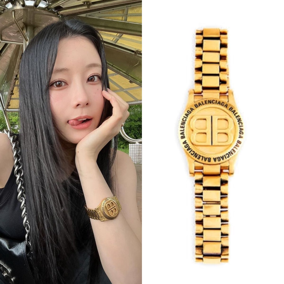 重盛さと美 バレンシアガ タイム ブレスレット 定価:約12万円 ⚠︎時計