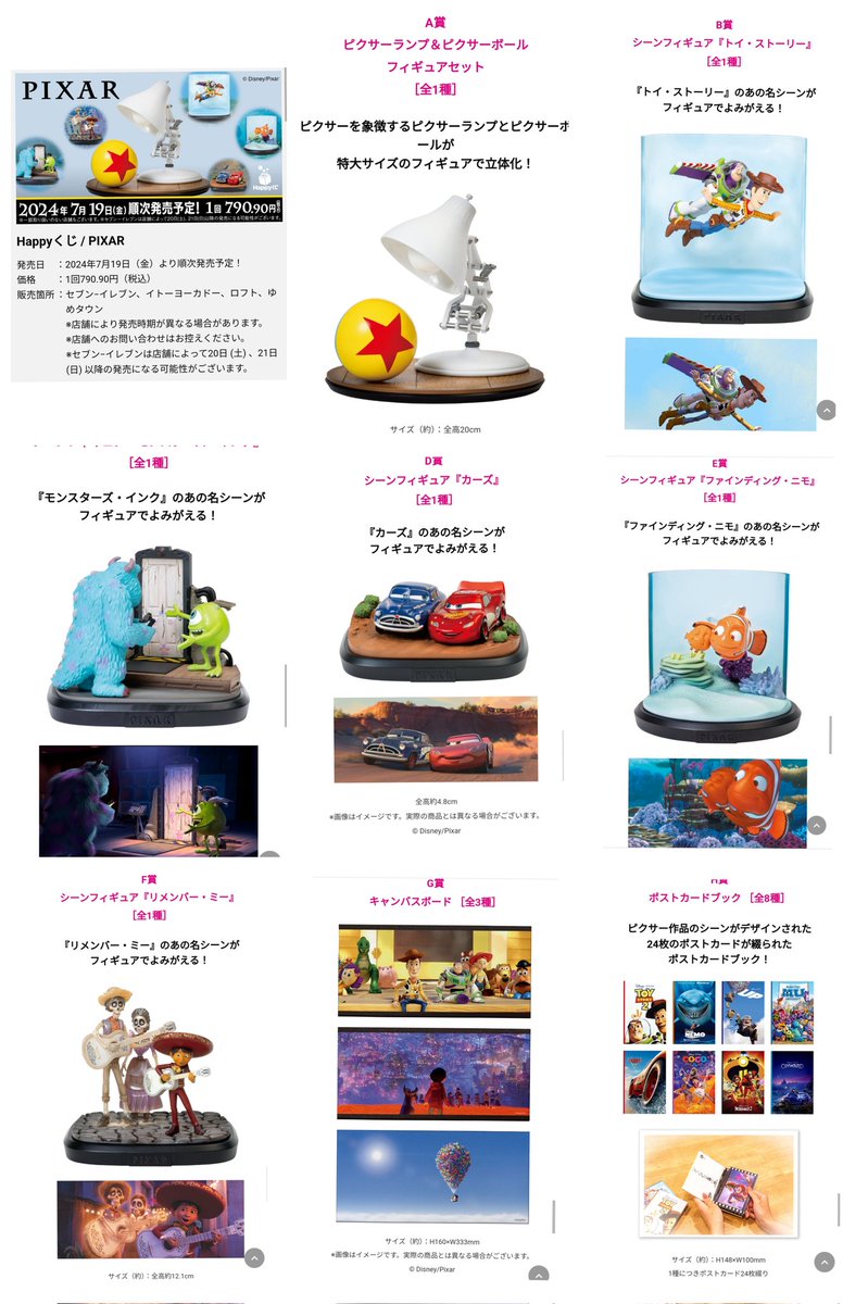 7/19 発売「リメンバーミー」名シーン フィギュア 他 Happyくじ PIXAR