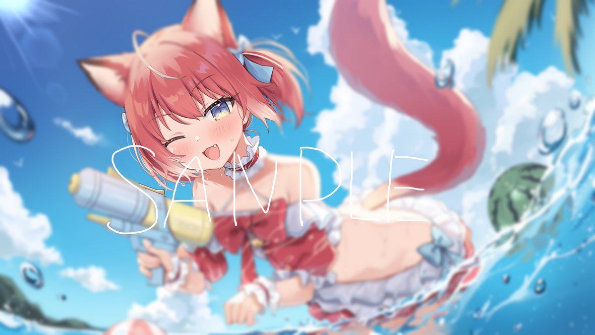 8月のFANBOX壁紙🔫💦 今月はなんと水着！！ イラスト @okiq_様 FANBOX