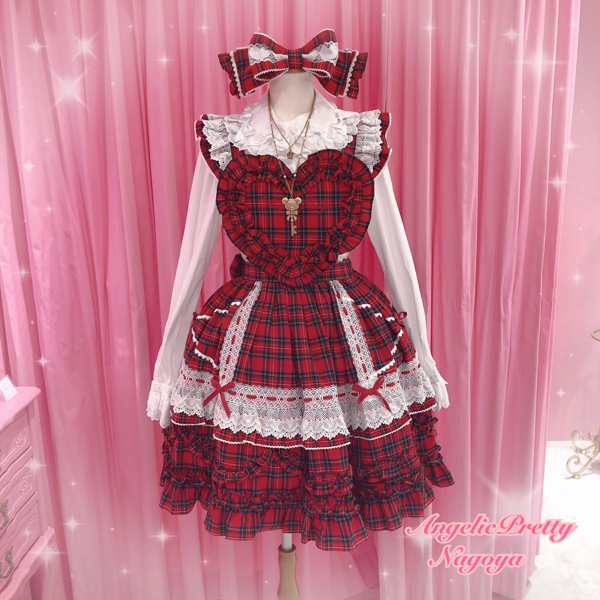 ♥️Heart胸あて付スカート（タータン）♥️ 大人気のHeart胸あて付