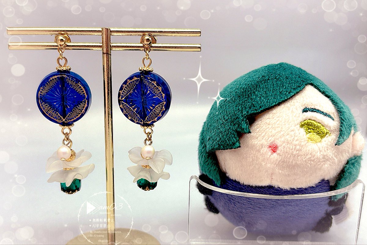 とても素敵なパーツを見つけたので青江ちゃんイメージのピアスつくって