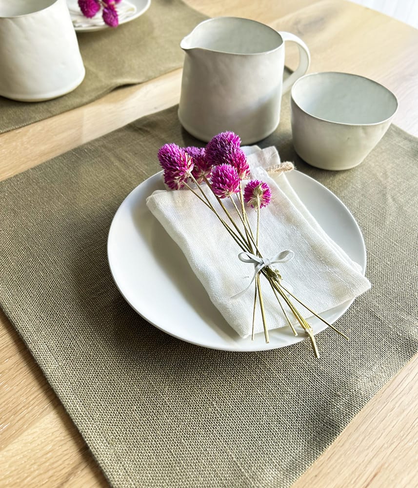 ヨーロッパリネン テーブルランチョンマット【カーキ】 | P&C