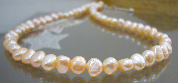 淡水パールネックレス バロック オレンジ 40cm ～元気なビタミンカラー