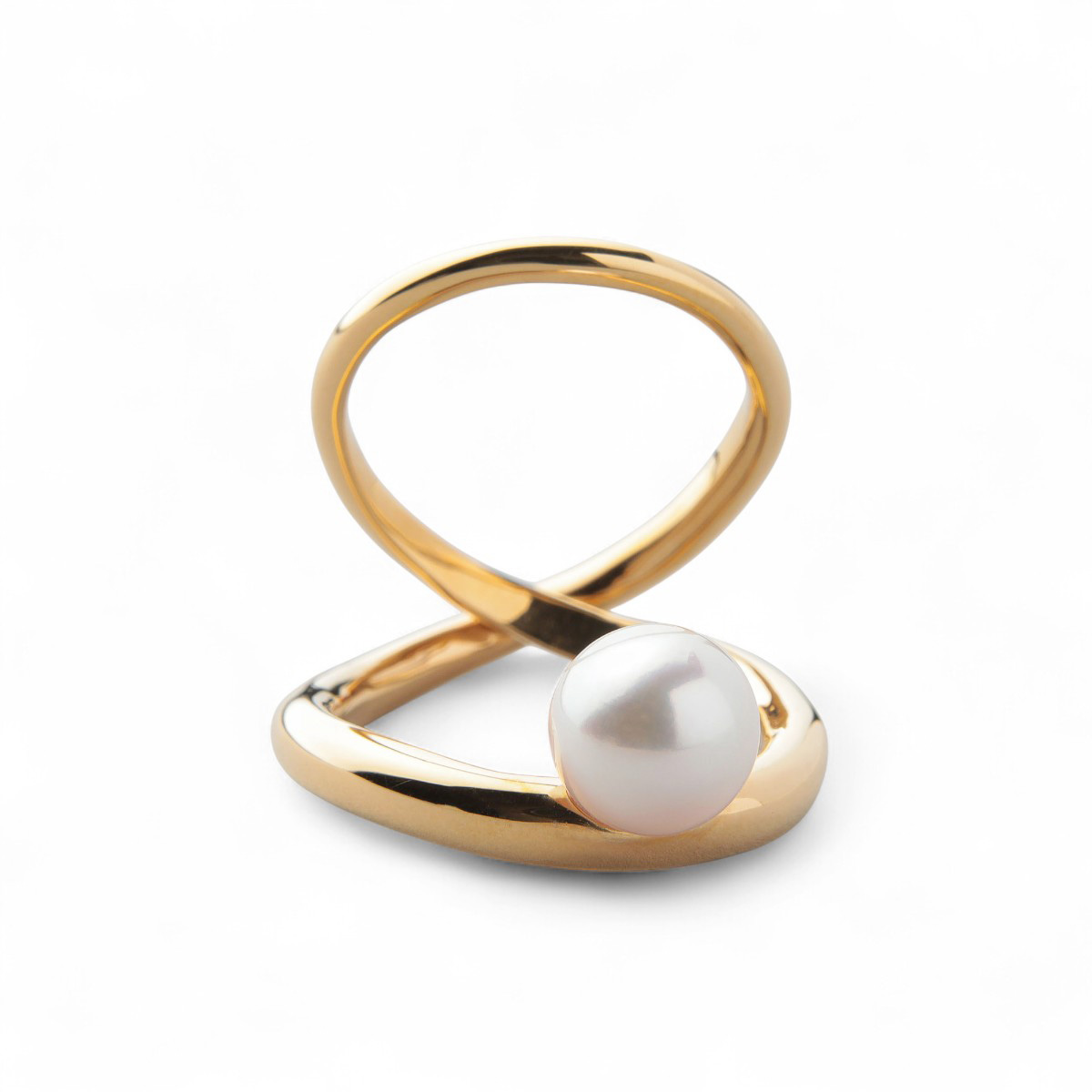 Supple あこや真珠 ダブルリング 8.5-9.0mm SV925 コンビカラー