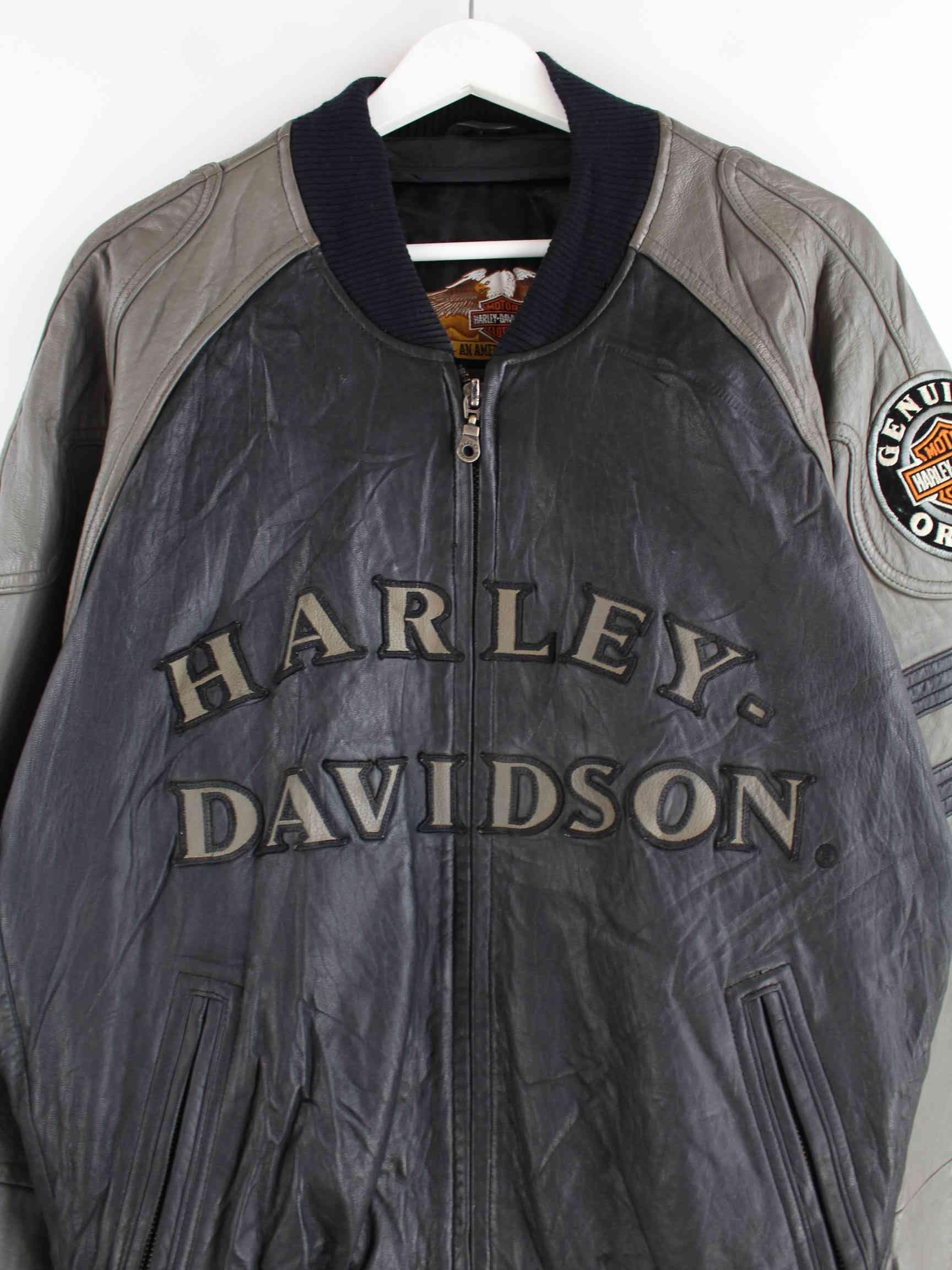 Harley Davidson 90s Vintage Embroidered Leather College Jacket