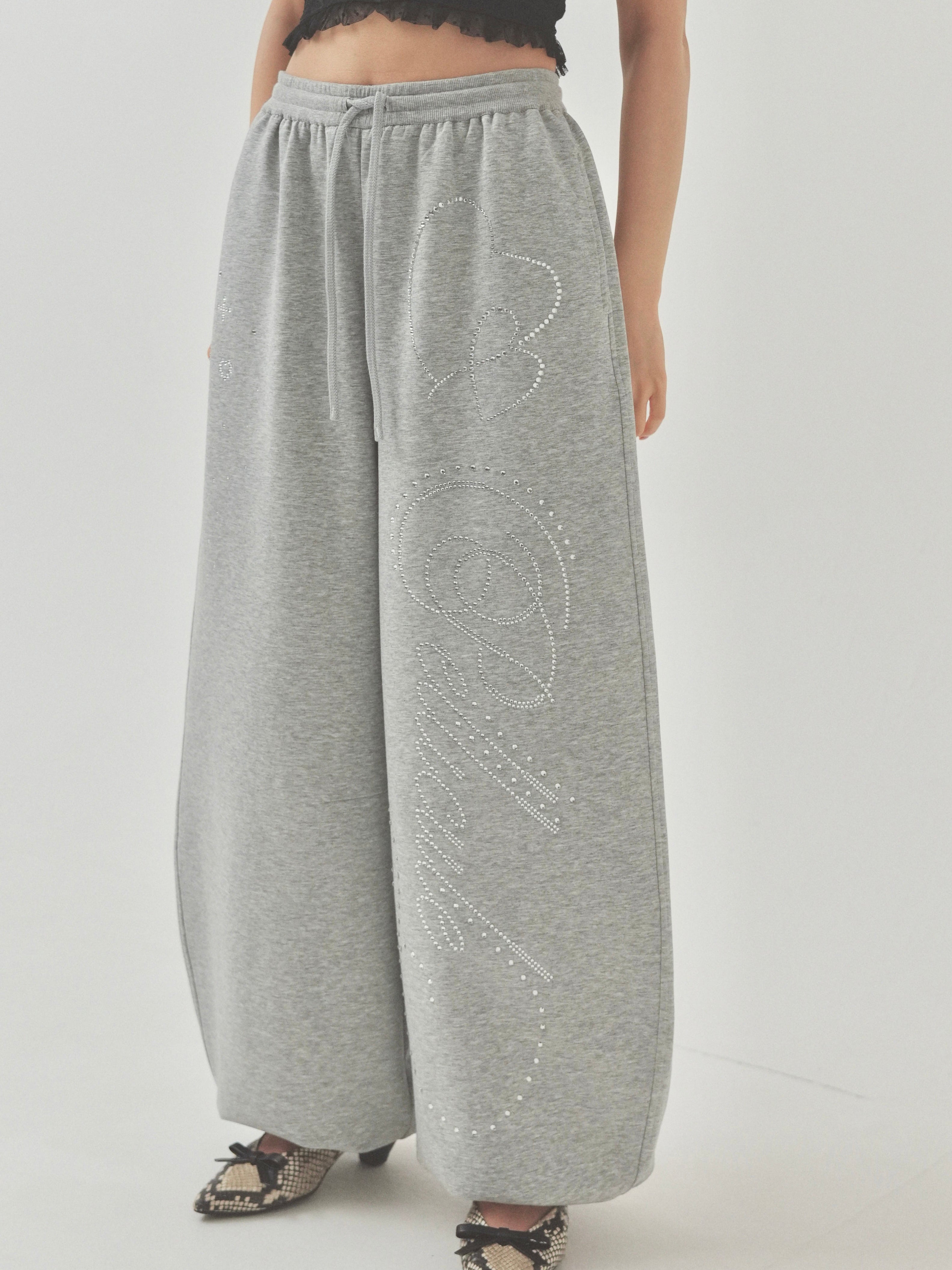 stone-deco sweat pants｜PELLICULE | ぺリキュール