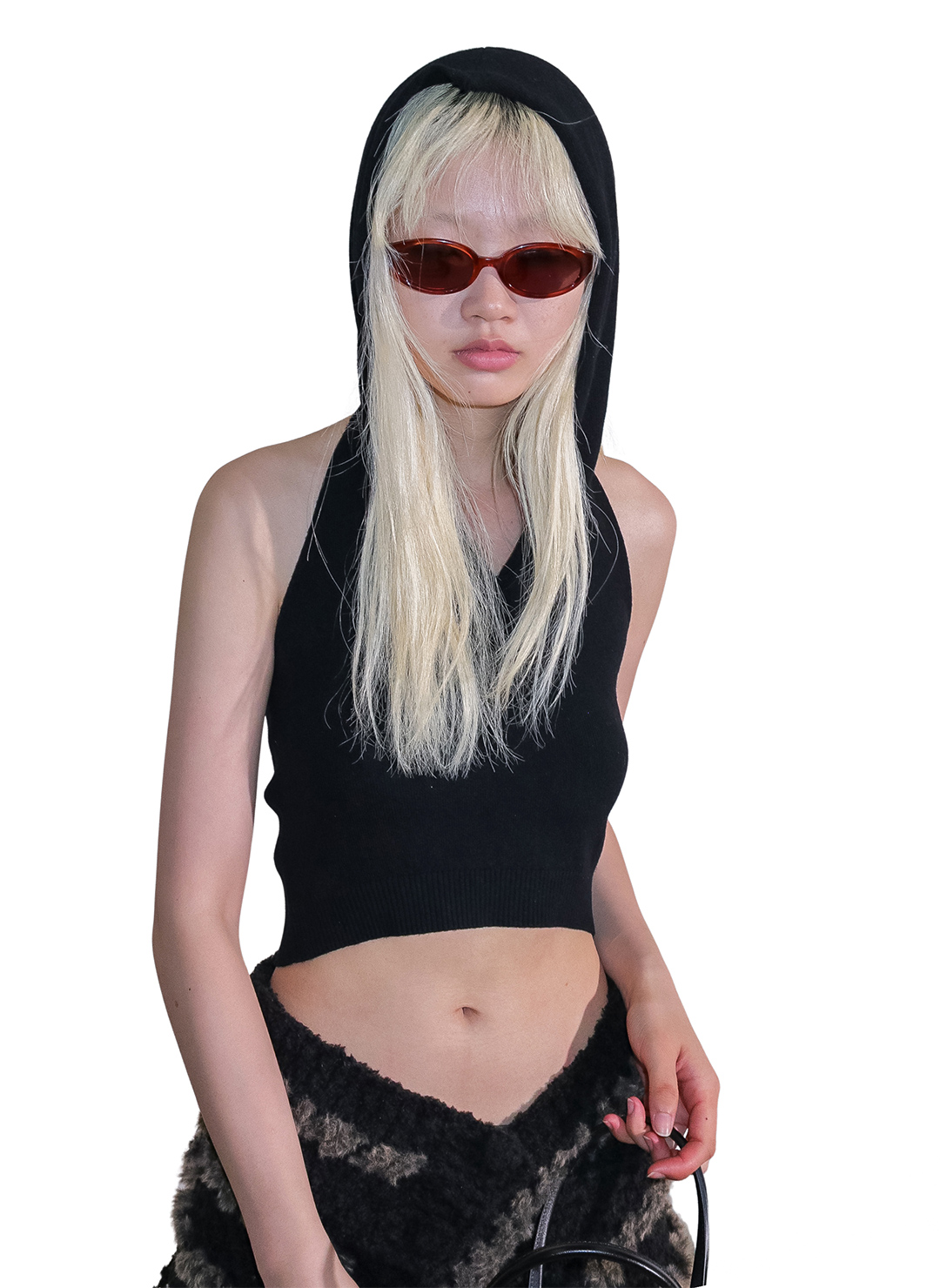 Cropped Hoodie Knit Top/Black｜PERVERZE | パーバーズの公式