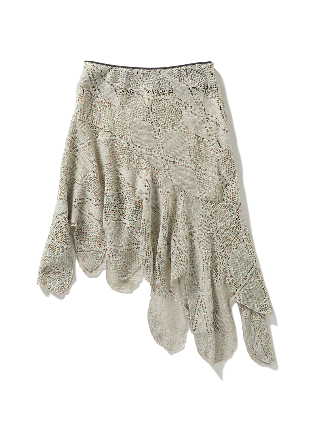 Knit Lace Jagged-hem Skirt/Beige｜PERVERZE | パーバーズの公式
