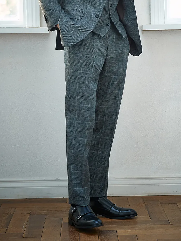 ウール混 セットアップパンツ グレンチェック グレー | P.S.FA公式通販