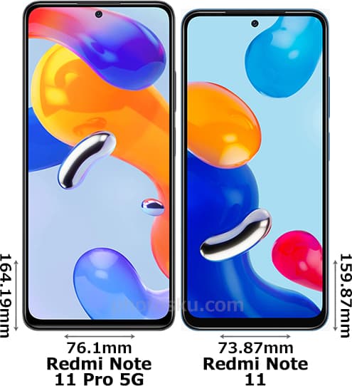 Redmi Note 11 Pro 5G」と「Redmi Note 11」の違い - フォトスク