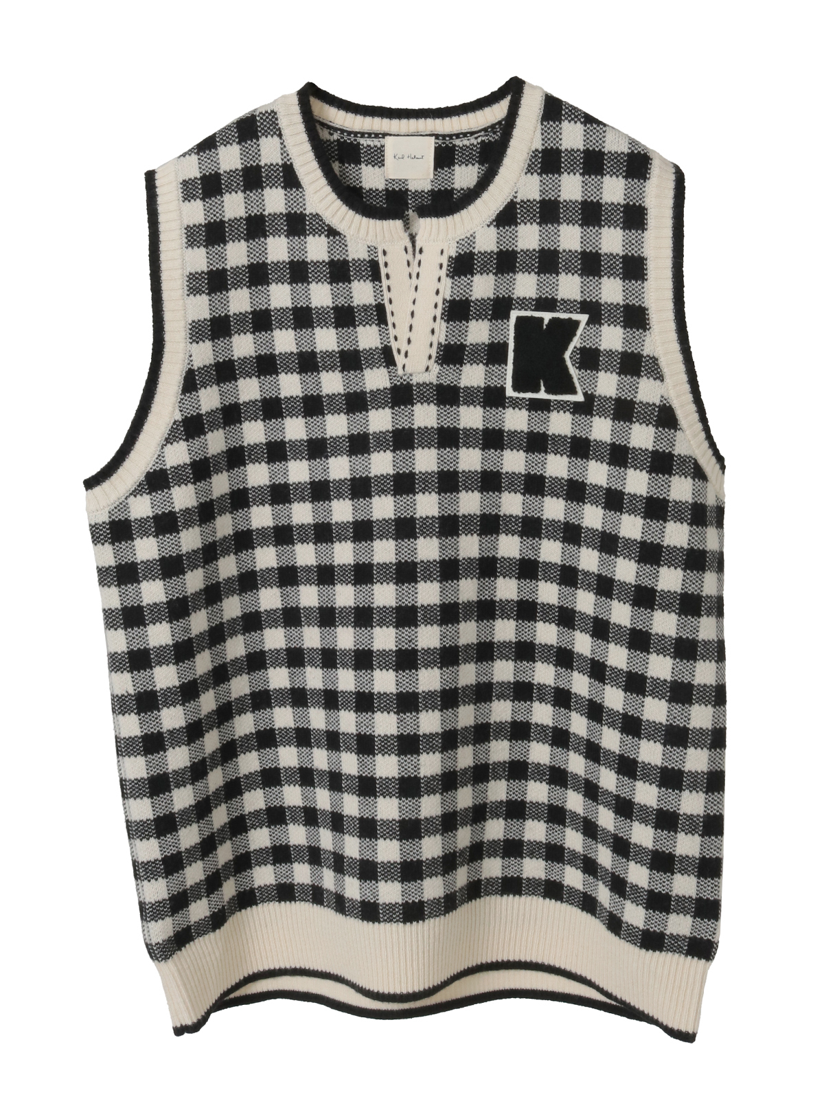 Kロゴワッペン付きチェックニットベスト｜ピンクハウスオフィシャル