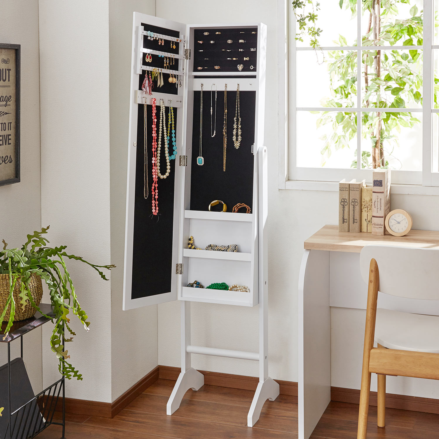 アクセサリー収納付きスタンドミラー（アクセサリー収納/コレクション