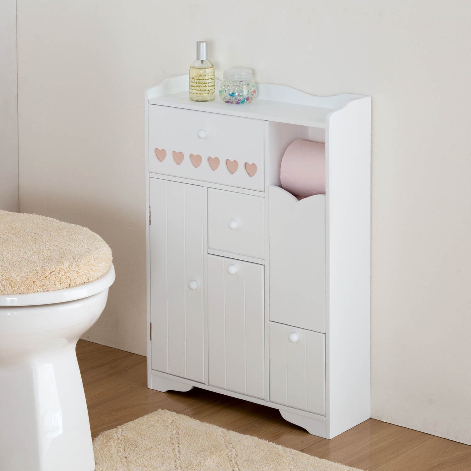 ハートモチーフの薄型トイレ収納ラック（トイレ収納）｜通販の