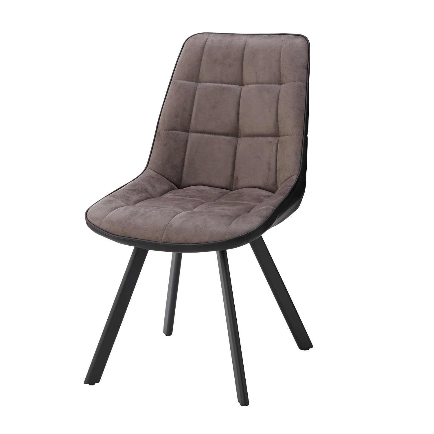 フェイクレザー×ファブリック座面のダイニングチェア2脚セット