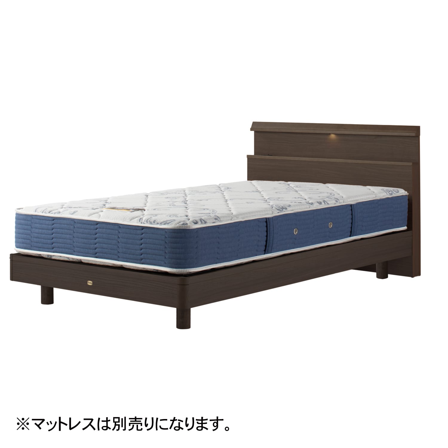 LED照明・コンセント付きベッド（シェルフスリム） ＜シングル